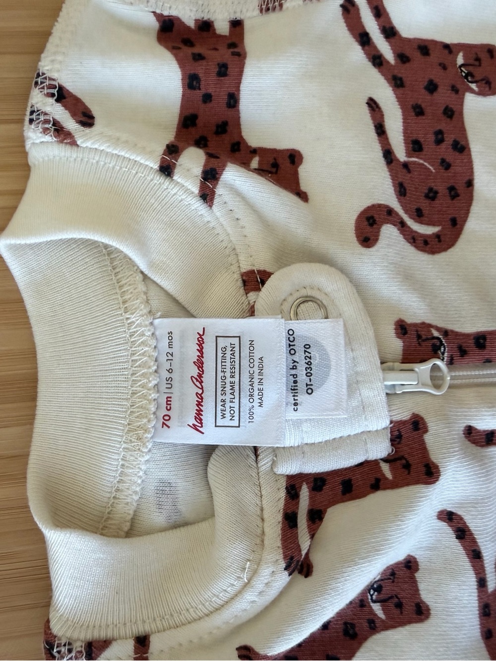 Hanna Andersson Shortie Sleeper Size 6-12M PJ Organic Baby Boy Girl Cheetah Jams - Picture 2 of 6